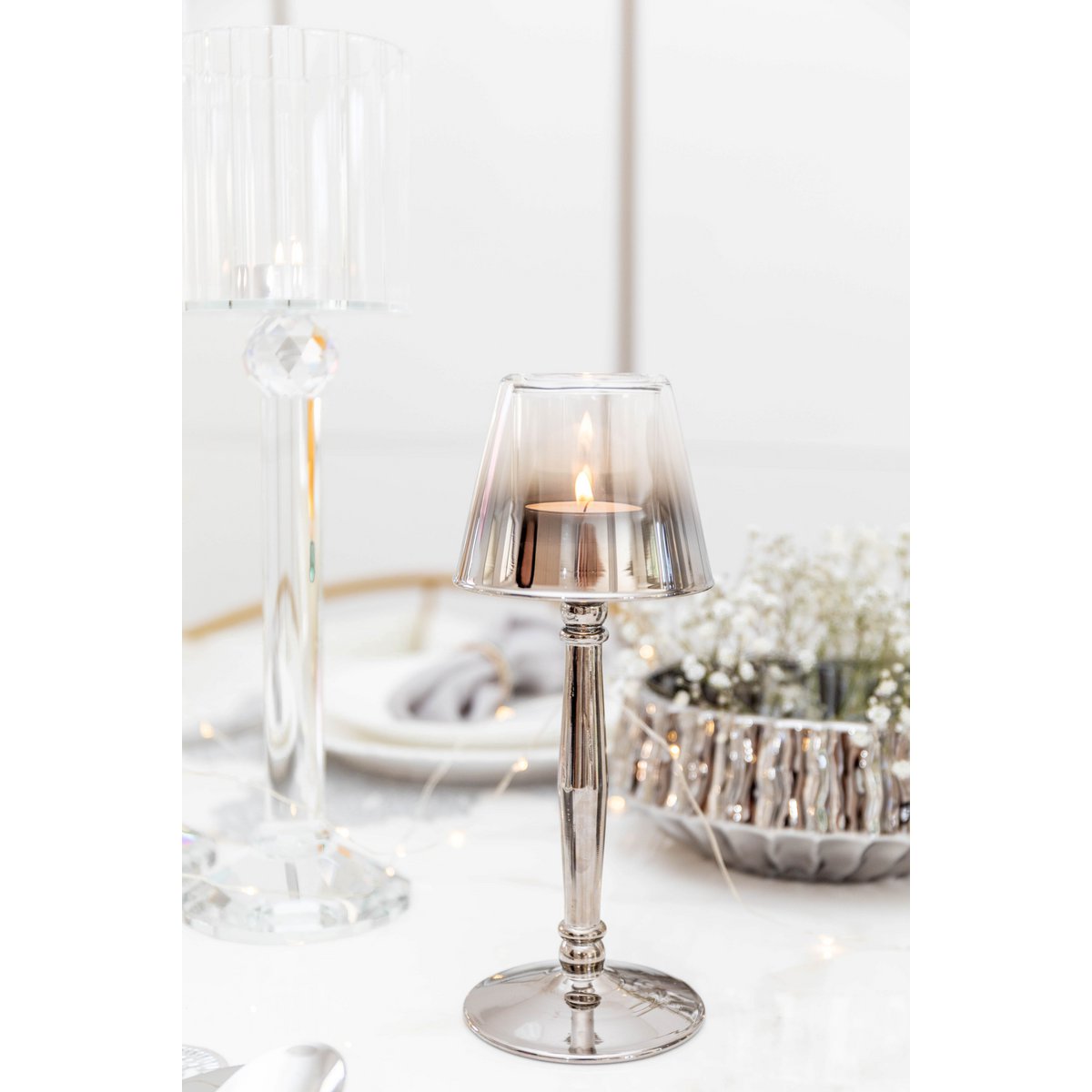 ZILVEREN STAANDE KANDELAAR 9,5X9,5X22,5CM - Afbeelding 3