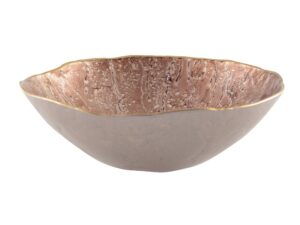 Bruine kom met gouden rand 20 cm