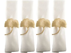 Set van 4 rondes van gouden ginkgos handdoeken