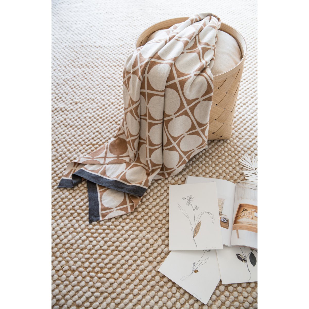 Don -deken bruin, zacht jacquard gebreide katoen