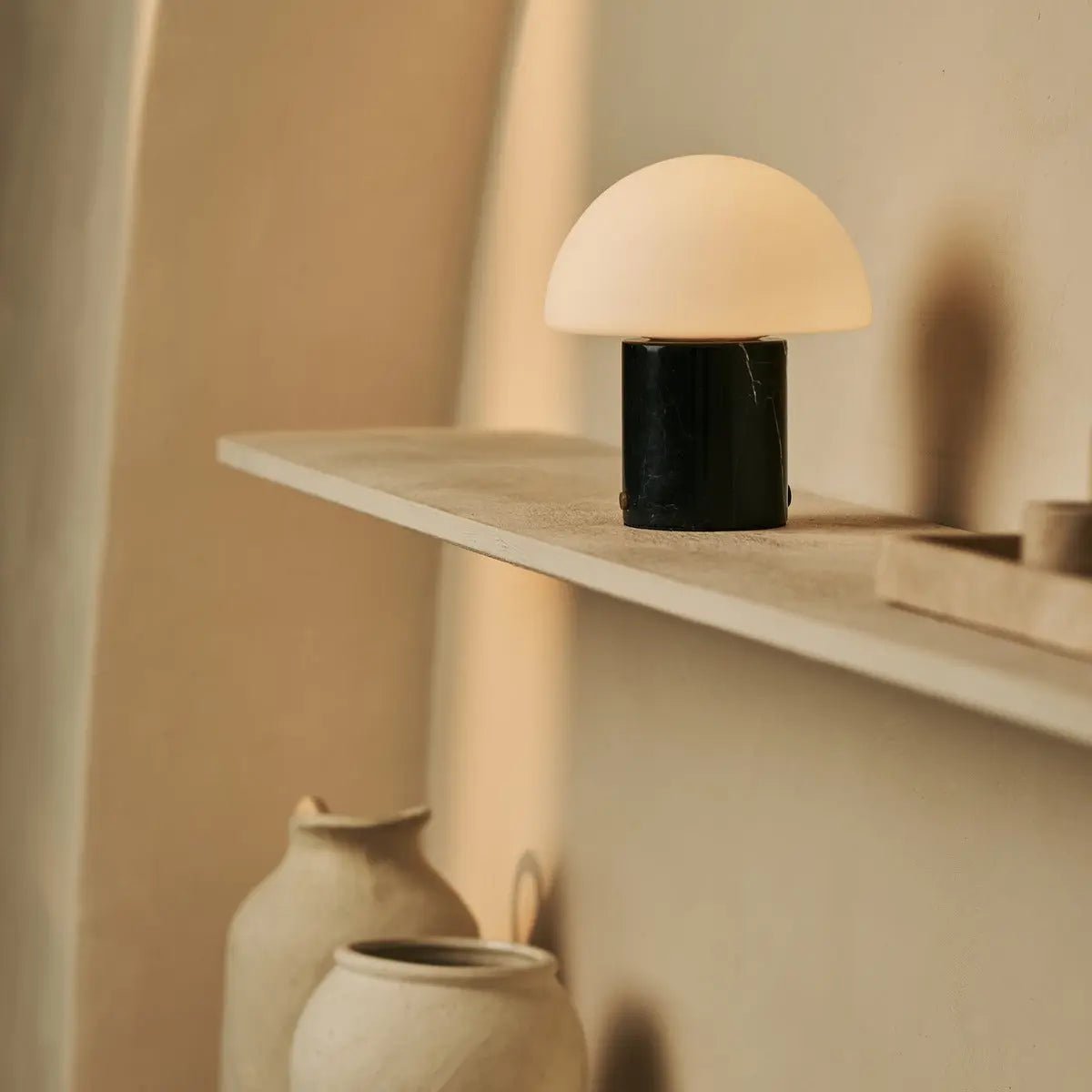 Maris Black / Nero Marquina - Klassiek oplaadbare marmeren tafellamp met 3 lichte kleuren en dimfunctie - Afbeelding 10