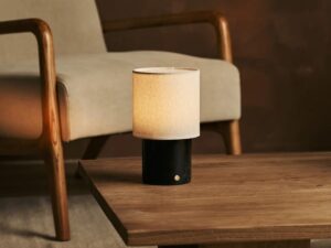 Dou Black / Nero Marquina - Marmeren oplaadbare tafellamp - draadloos, 3 lichte modi en met linnen verwisselbare lampenkap