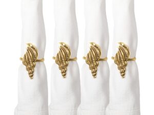 Set van 4 rondes gouden schelpdoeken