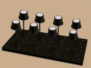 Combi Set Professional-8 X de Pijp Mini Midnight Black oplaadbare tafellampen & 1 x Central Station draadloos laadstation met Qi-Technology