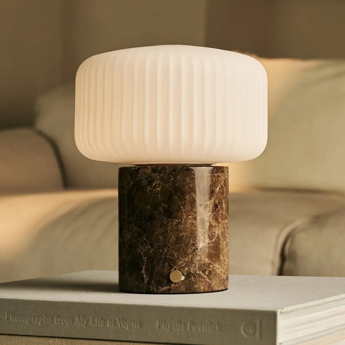 Renoir Brown / Emperador Dark - Marmeren oplaadbare tafellamp - Draadloos, USB -oplaadbaar en tot 100 uur verlichting - Afbeelding 10