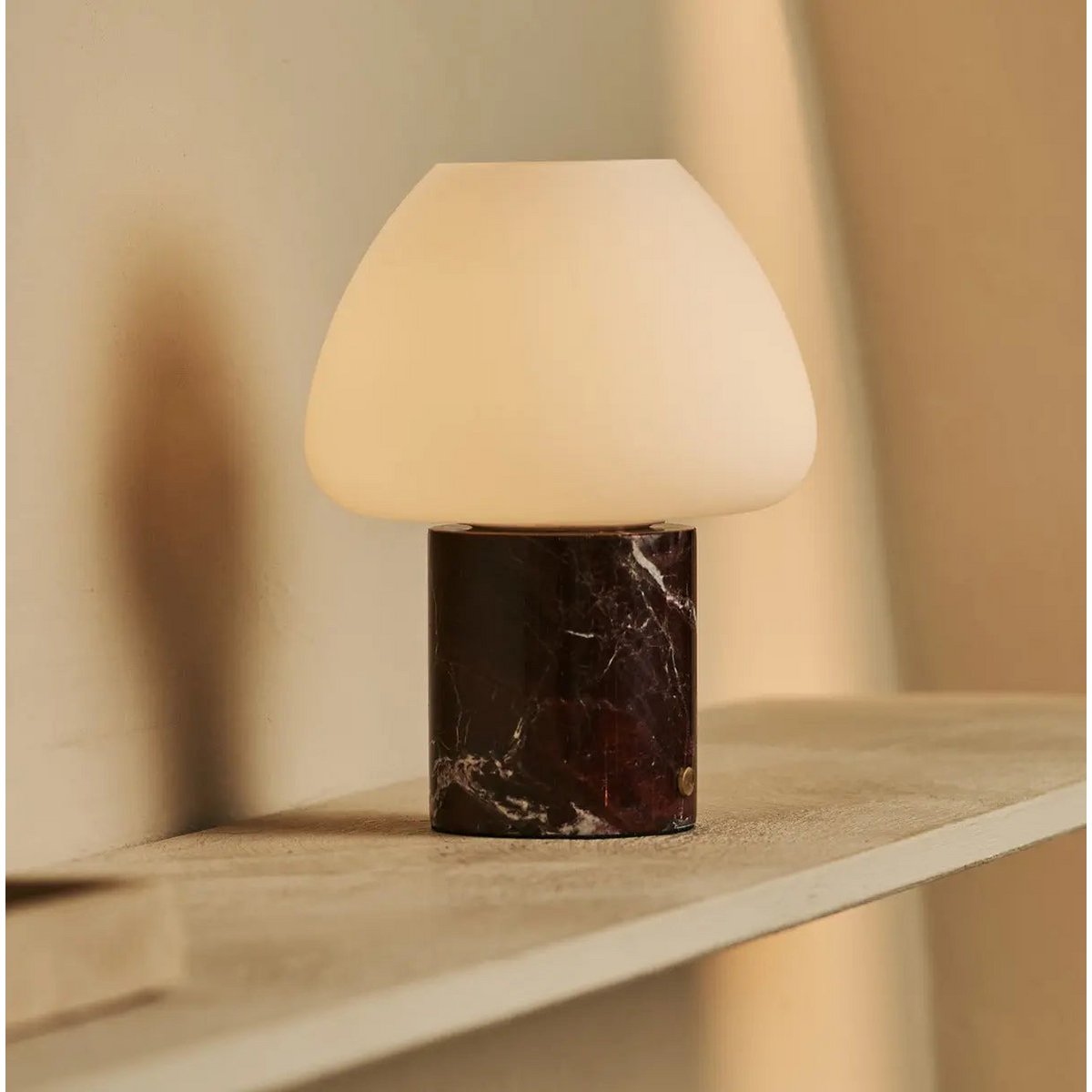 OSTADE ROOD / ROSSO Levanto - Unieke marmeren oplaadbare tafellamp met 3 lichte kleuren en dimfunctie - Afbeelding 7