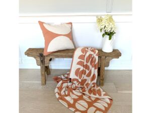 Ella deken perzik, zachte jacquard gebreide katoen