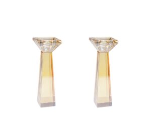 Amberkleurige kandelaars h16cm - set van 2