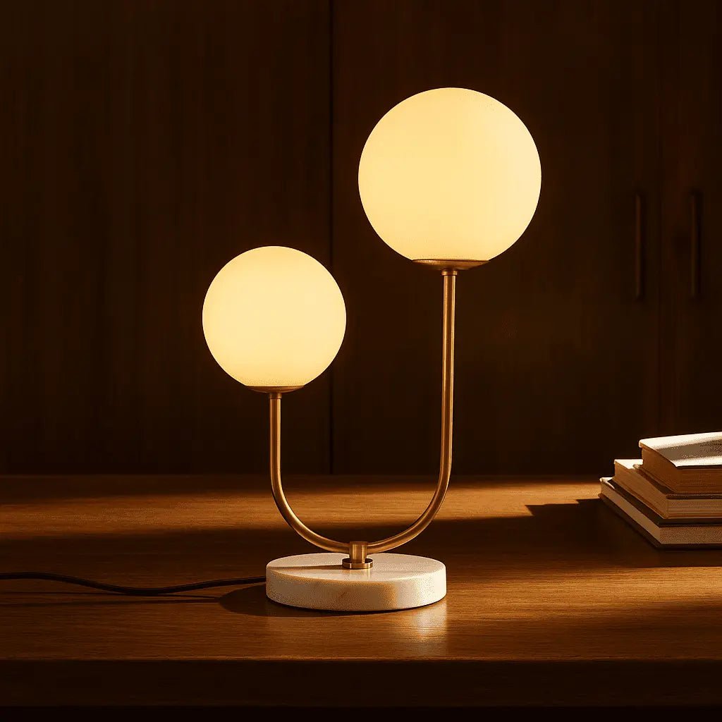 Giorgia Elegant Marble Lamp - Elegante tafellamp met matglazen lampen - Afbeelding 8