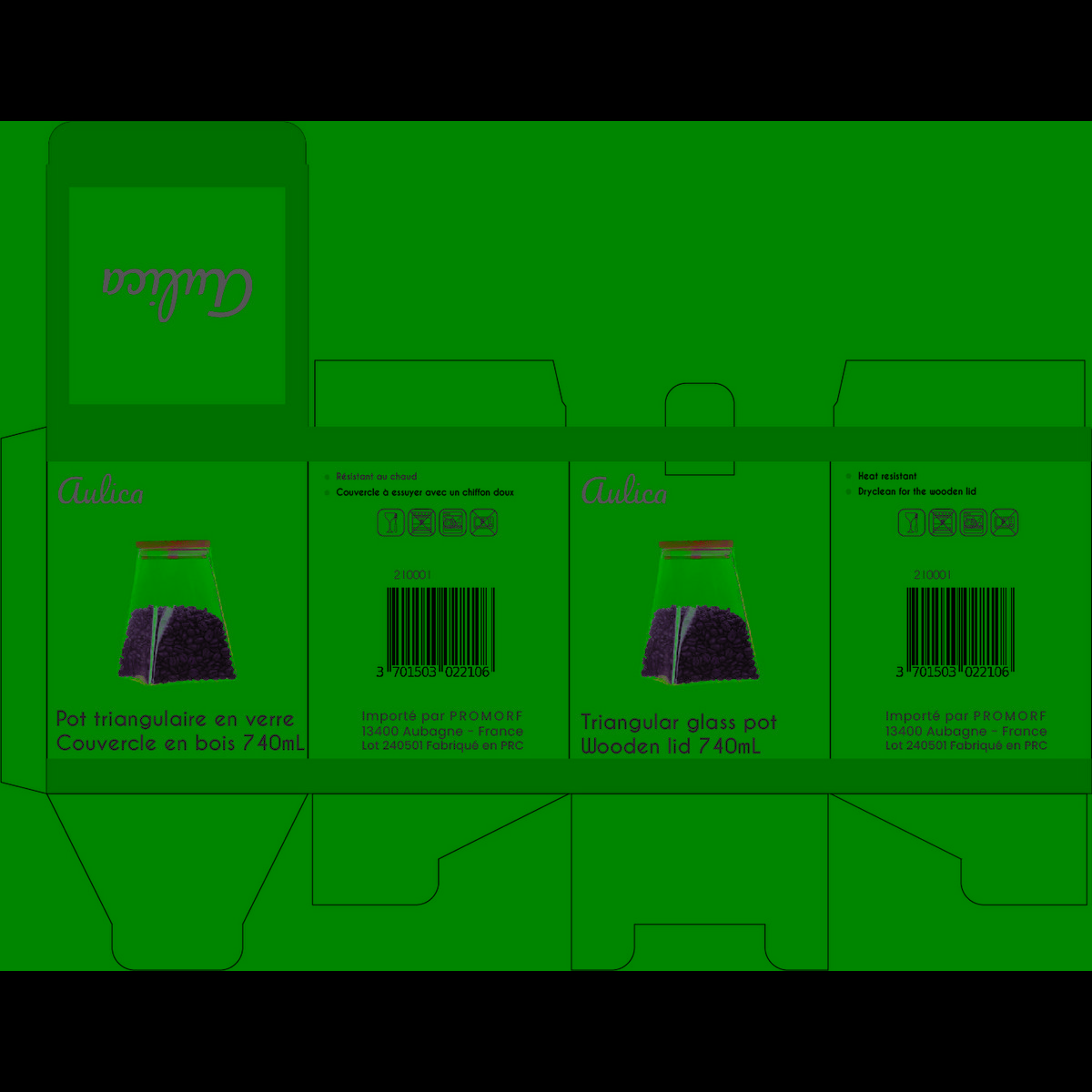 POT DRIEHOEK AVEC COUVERCLE EN BOIS 740ML - Afbeelding 3