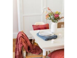 Ruth Deken Rood zacht jacquard gebreid katoen