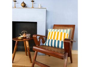 Mojo kussen-dekblauw, zachte Jacquard gebreide katoen.