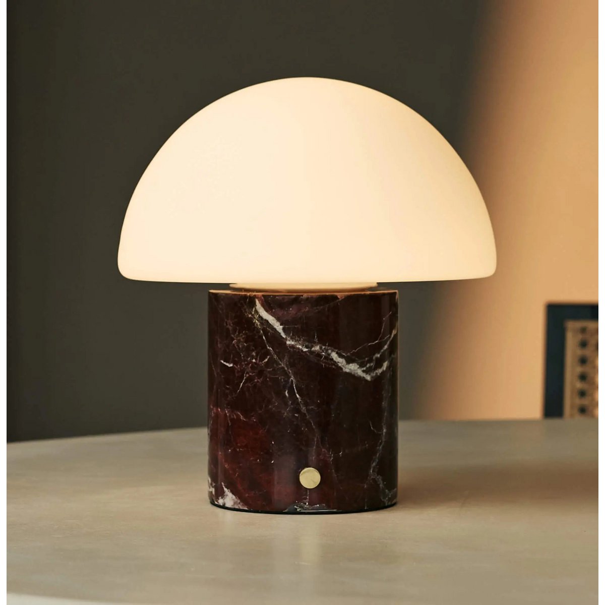 Maris Red / Rosso Levanto - Classic Marmeren oplaadbare tafellamp met 3 lichte kleuren en dimfunctie - Afbeelding 2