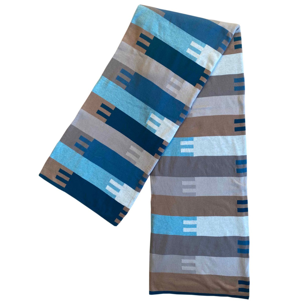 Fredrik deken blauw, zacht jacquard gebreide katoen - Afbeelding 2