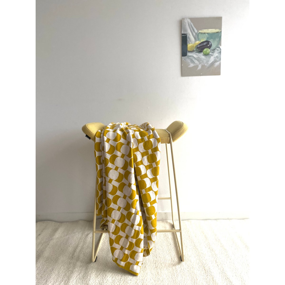 Edith deken licht olijf, zacht jacquard gebreide katoen - Afbeelding 2