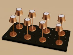 Combi Set Professional-8 x de Pijp Mini koper oplaadbare tafellampen & 1 x Centraal station draadloos laadstation met Qi-Technology