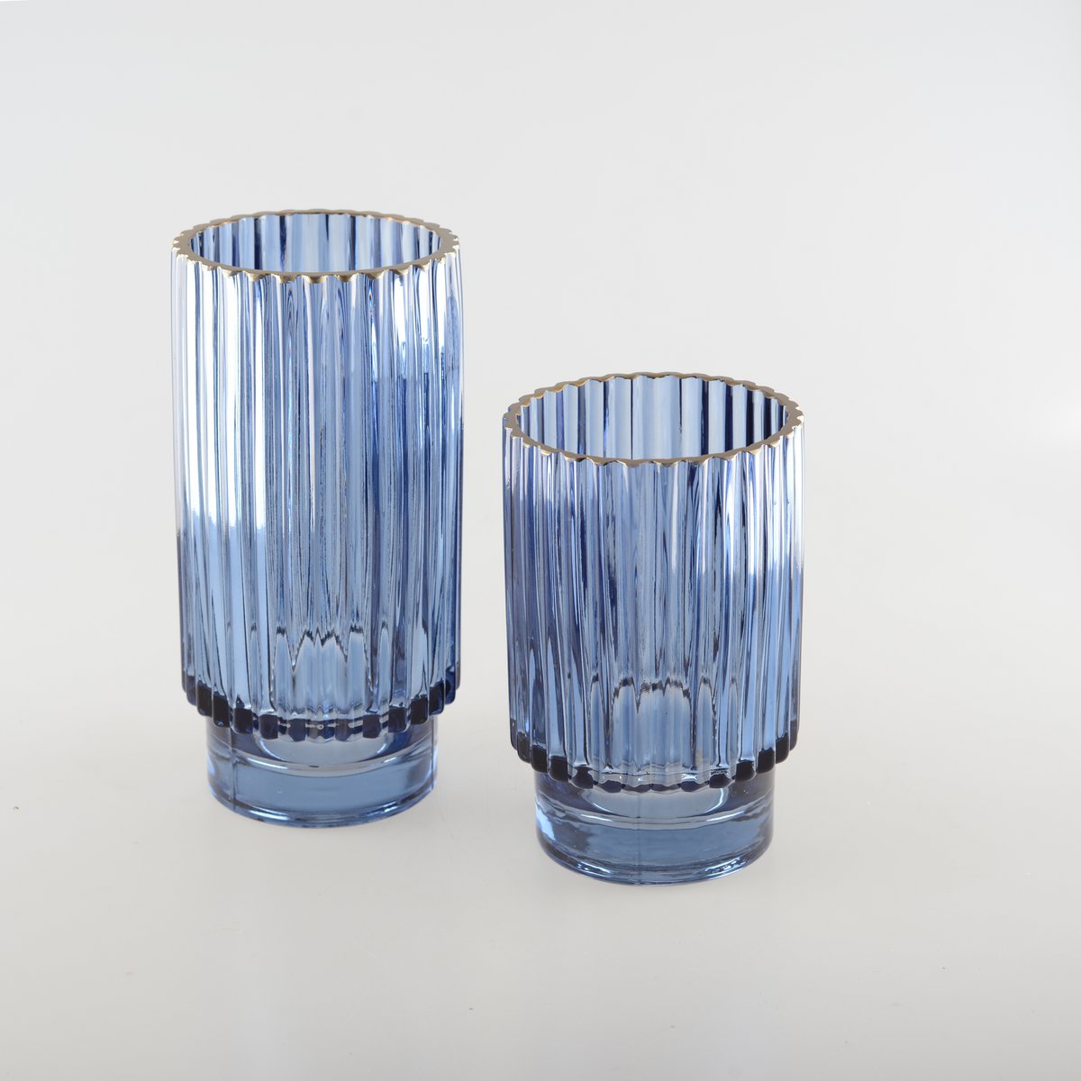 Blauwe vaas donkere rand vergulde h.20 cm - Afbeelding 3