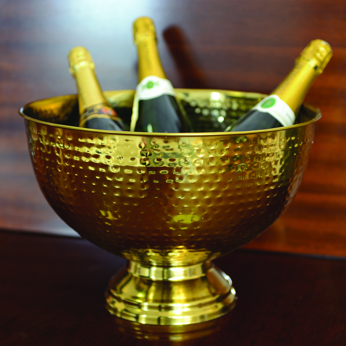 Grote champagne cup magnum gehamerd 30 cm - Afbeelding 2