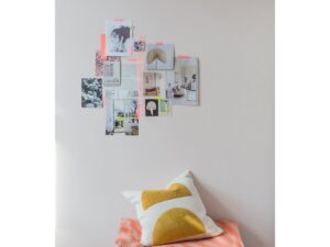 Mona kussen geel, punch naald borduurwerk