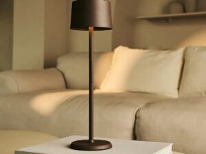 David Mocha Brown oplaadbare tafellamp 2 in 1 met verstelbare hoogte - dimpelbaar en draadloos met 120 uur batterij