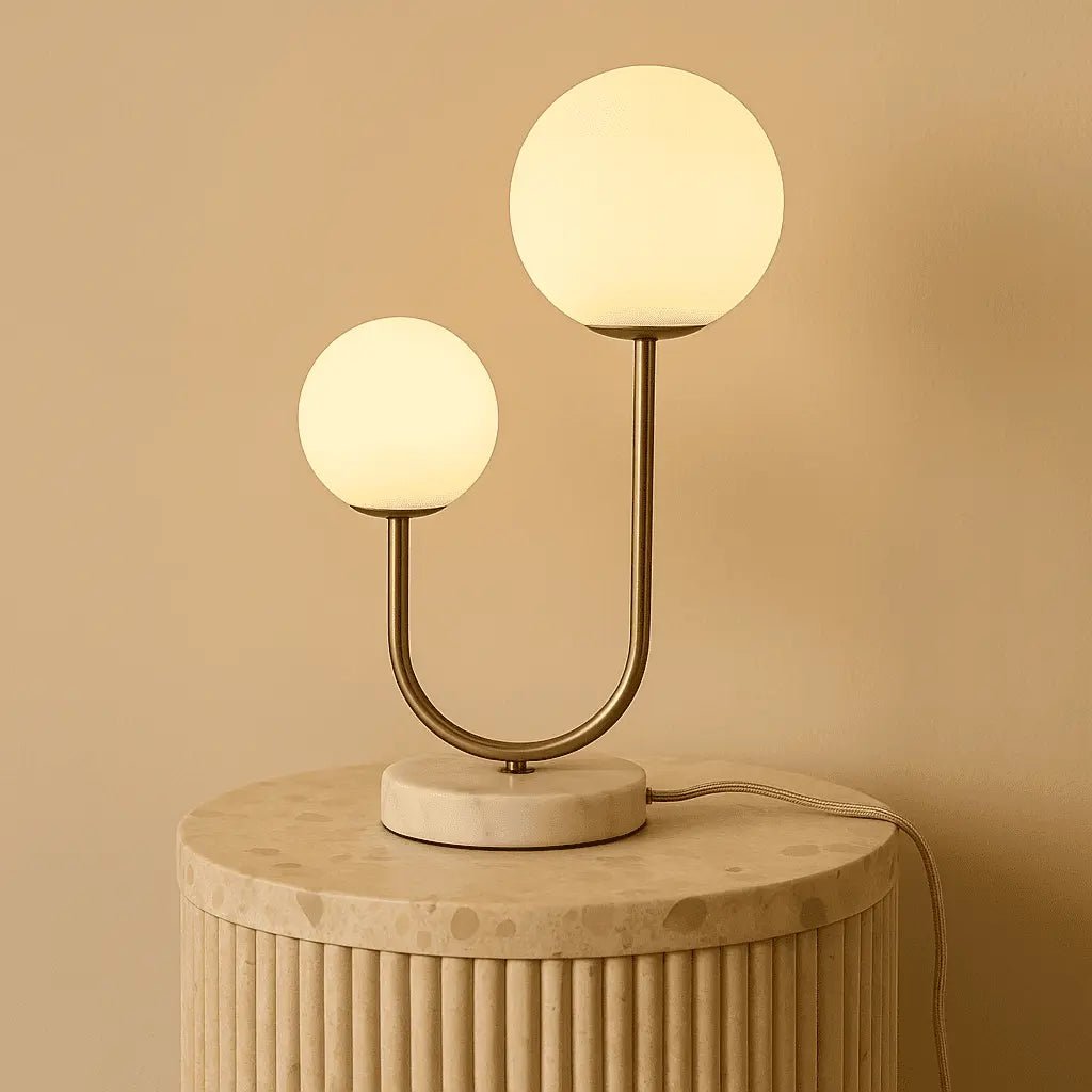 Giorgia Elegant Marble Lamp - Elegante tafellamp met matglazen lampen - Afbeelding 2