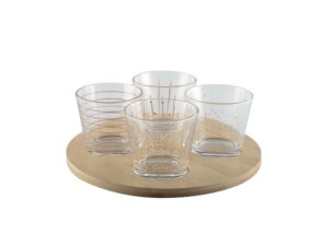 Gouden bekers met houten lade - veel van 4