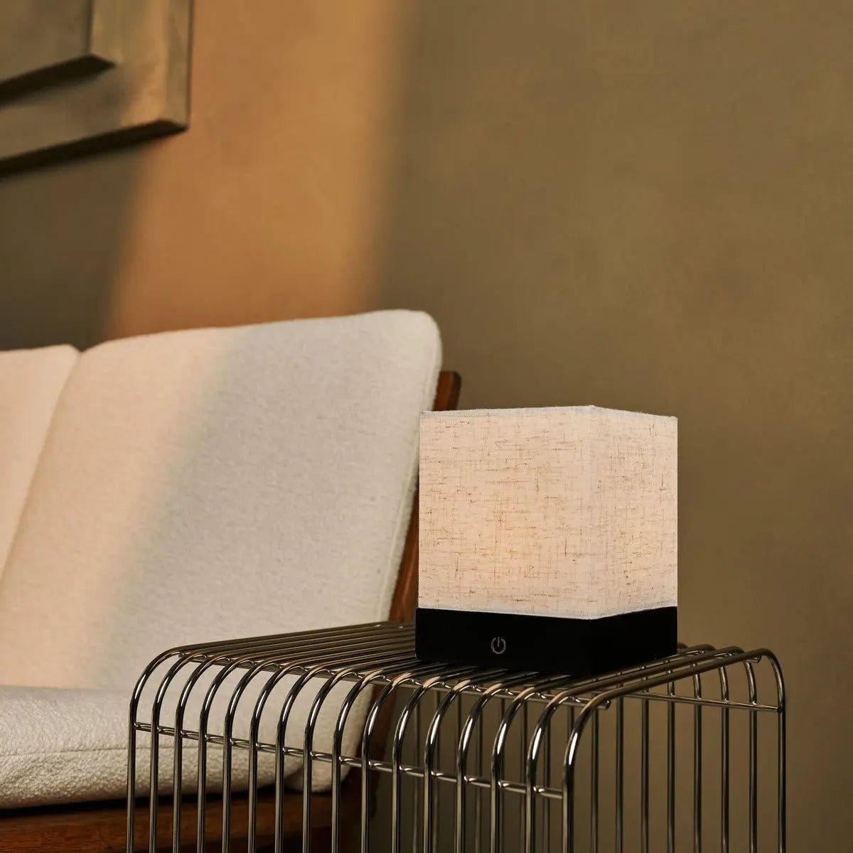 Zano Black Wireless Lamp met hout en linnen - Moodverlichting, LED -tafellamp met batterij - Afbeelding 2