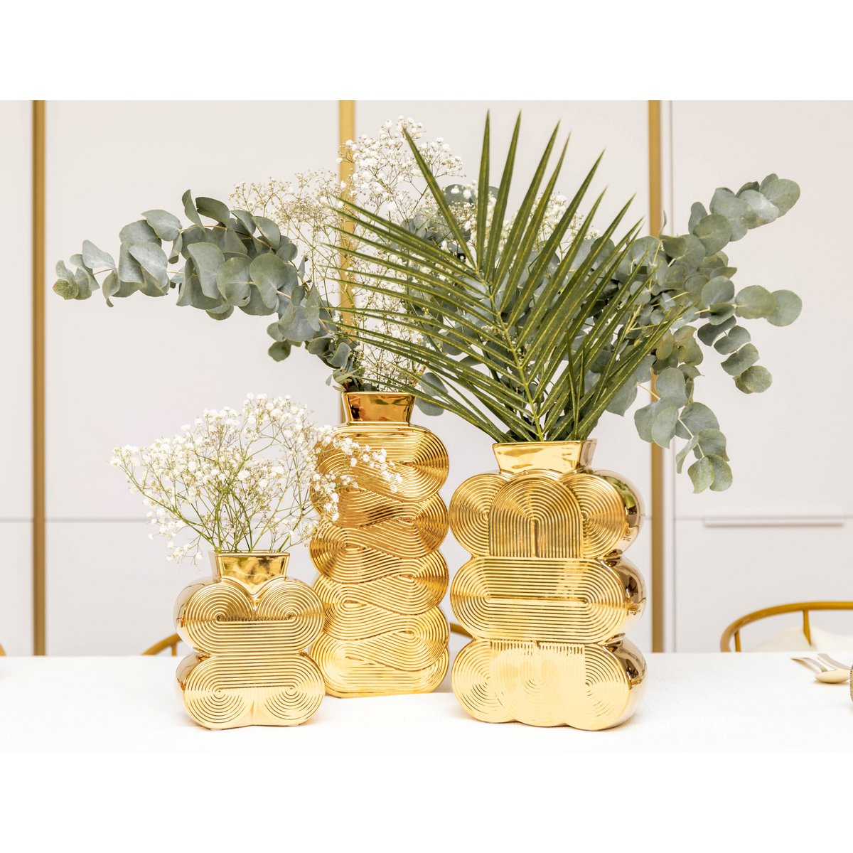 Briljante gouden vaas groot model 14x8x30cm - Afbeelding 2