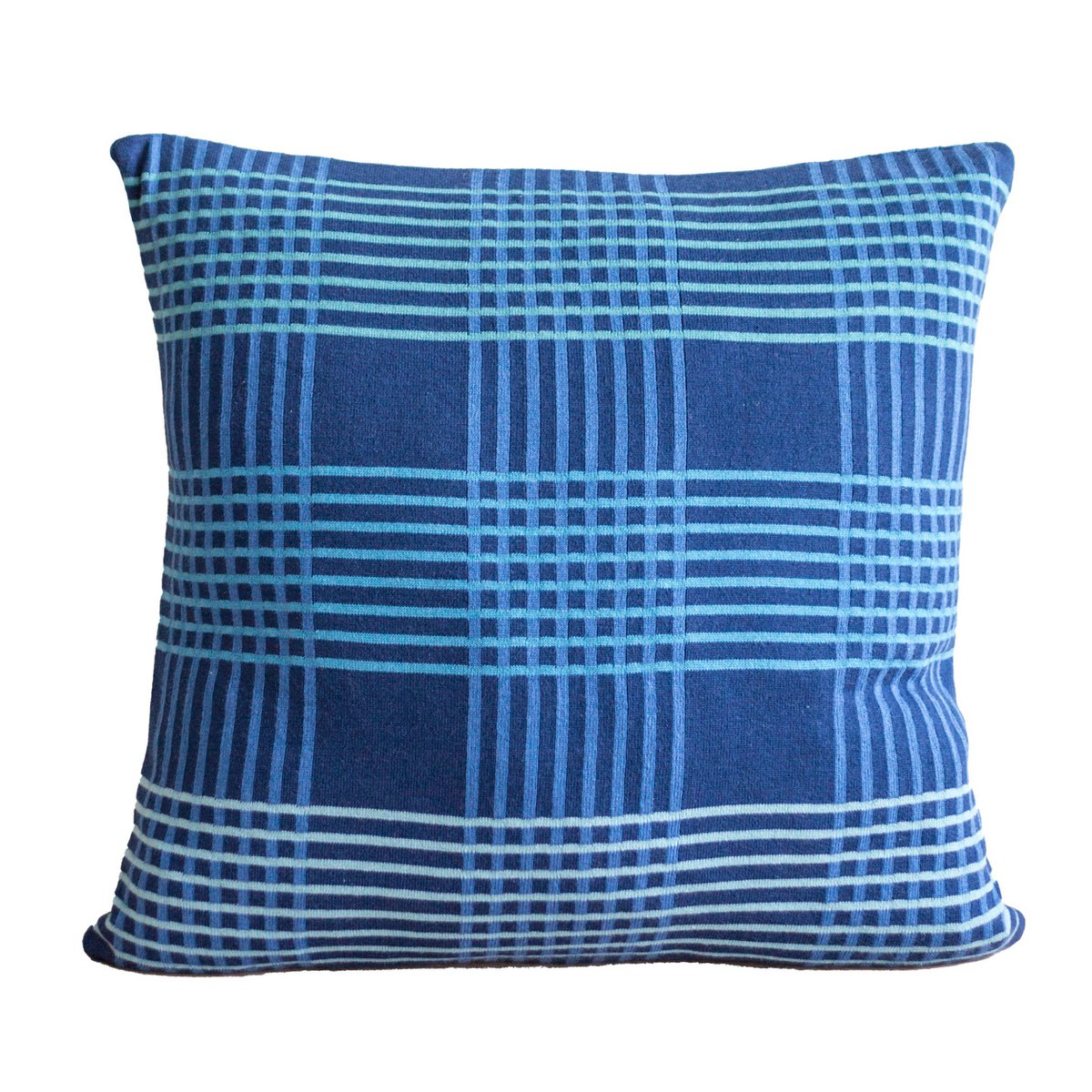 Ruth Kussen Blauw, zacht jacquard gebreid katoen - Afbeelding 2