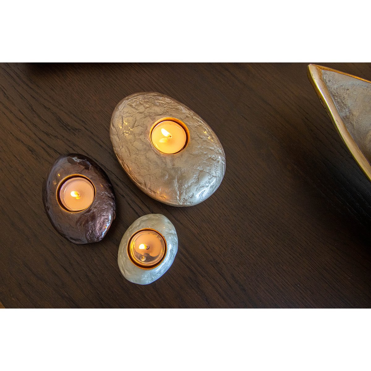 8x6.5x3,5 cm witte aluminium kandelaar - Afbeelding 3