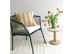 Edith kussen-cover lichtolive, zacht jacquard gebreide katoen