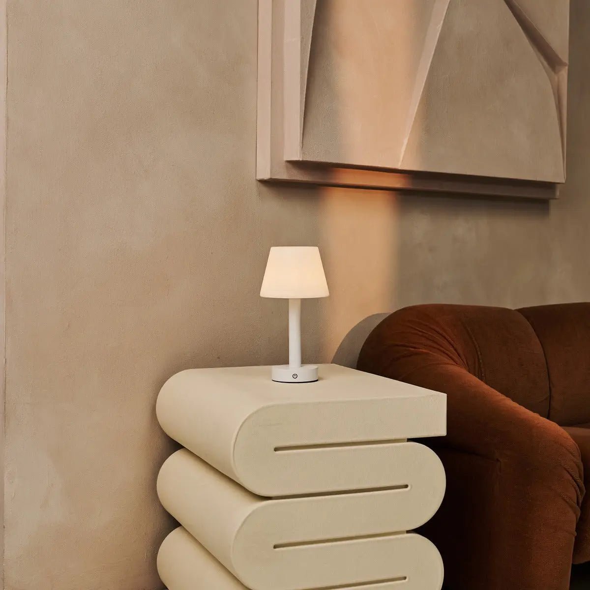 Zoë Witte Houten Oplaadbare Tafellamp | Draadloos, dimbaar, USB-C, batterij met een levensduur van 80 uur - Afbeelding 3