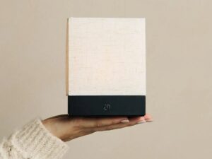 Zano Black Wireless Lamp met hout en linnen - Moodverlichting, LED -tafellamp met batterij