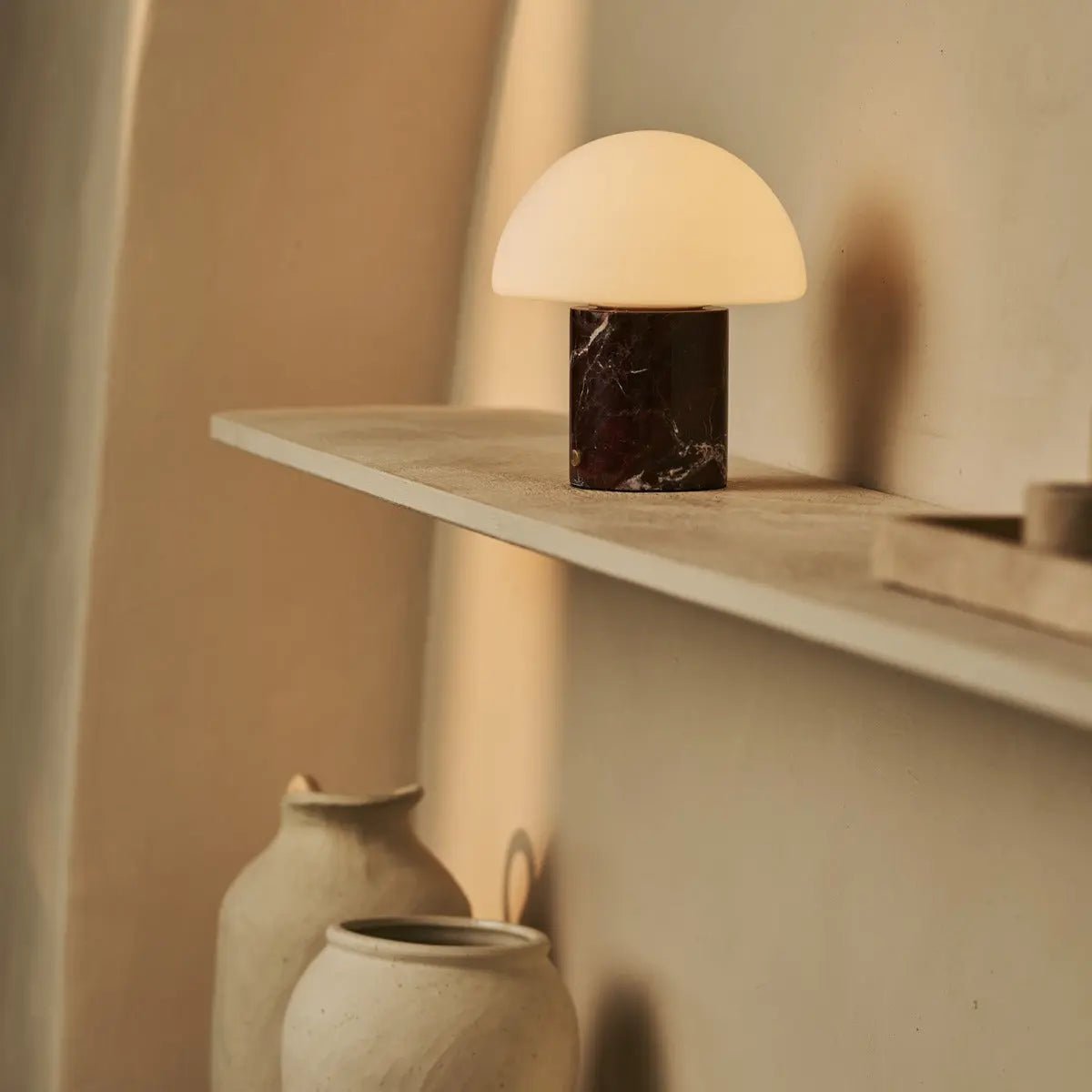 Maris Red / Rosso Levanto - Classic Marmeren oplaadbare tafellamp met 3 lichte kleuren en dimfunctie - Afbeelding 4