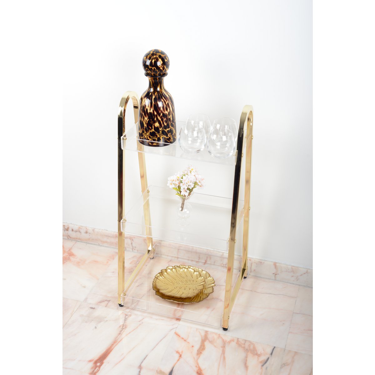 BRUINE GLAZEN KARAF MET DOP 14X14X32,5CM - Afbeelding 2