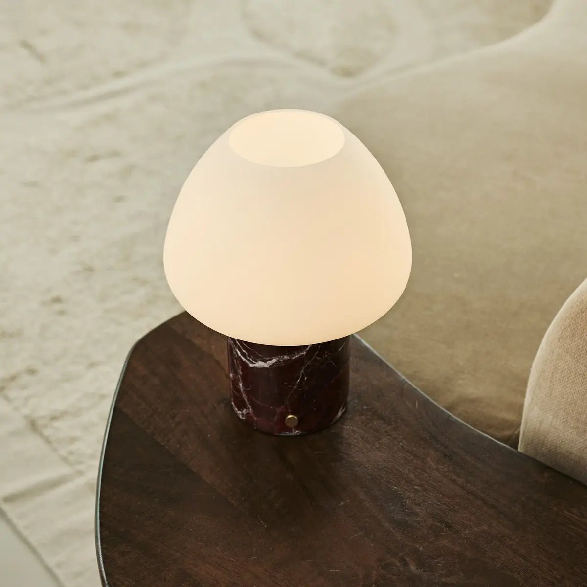 OSTADE ROOD / ROSSO Levanto - Unieke marmeren oplaadbare tafellamp met 3 lichte kleuren en dimfunctie - Afbeelding 5