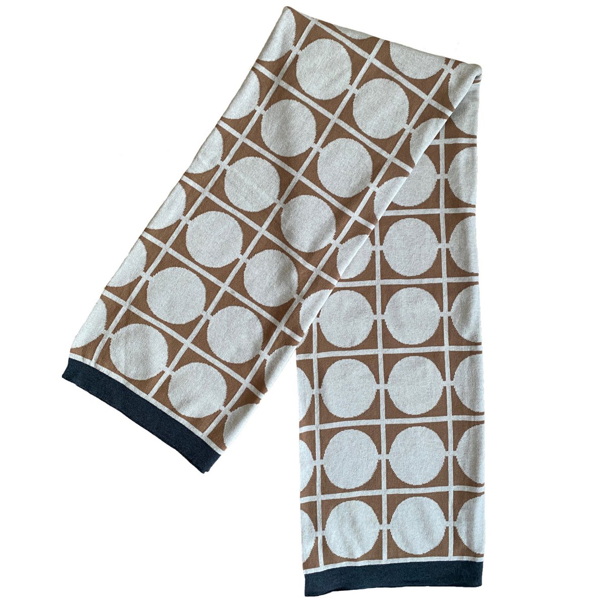 Don -deken bruin, zacht jacquard gebreide katoen - Afbeelding 2