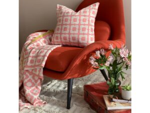 Doris deken roze, zachte jacquard gebreide katoen