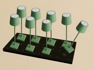 Combi Set Professional-8 x Wouter Saly Green Oplaadbare tafellampen & 1 x Central Station draadloos laadstation met Qi-Technology