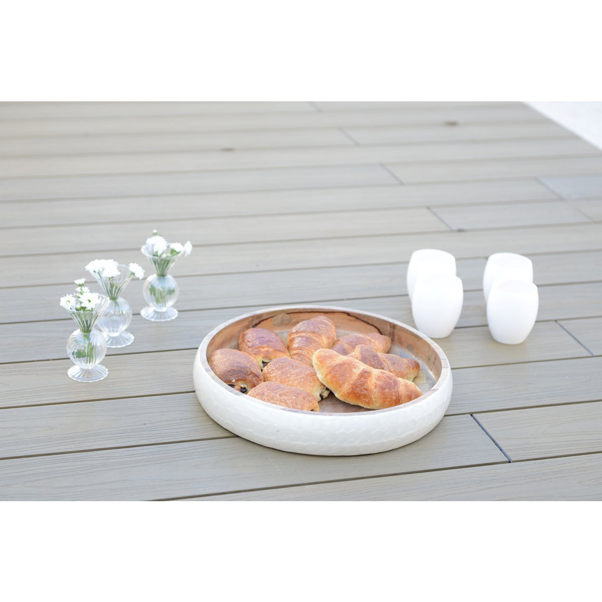 Wit Wood Round Mangoier 40x40x7cm - Afbeelding 4