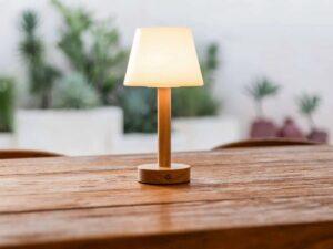 Zoë Lichtbruine Houten Oplaadbare Tafellamp | Dimbaar, USB-C, batterijduur van 80 uur
