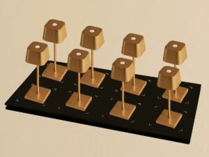 Combi Set Professional-8 x Sarphati Mini Gold Oplaadbare tafellampen & 1 x Central Station draadloos laadstation met Qi-Technology