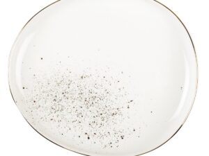 Witte ovale dessertplaat of flits of