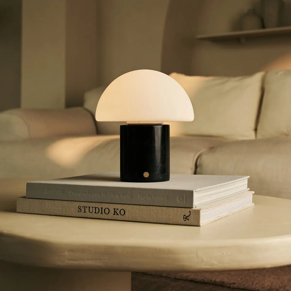 Maris Black / Nero Marquina - Klassiek oplaadbare marmeren tafellamp met 3 lichte kleuren en dimfunctie - Afbeelding 8