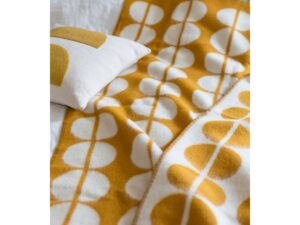 Felix deken geel, jacquard geweven in zachte Noorse wol