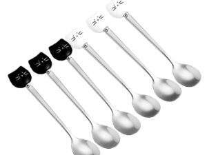 Witte en zwarte kattenlepels - set van 6