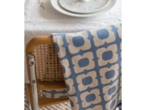 Doris deken blauw, zacht jacquard gebreide katoen