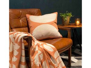 Ella kussensloop perzik, zacht jacquard gebreid katoen