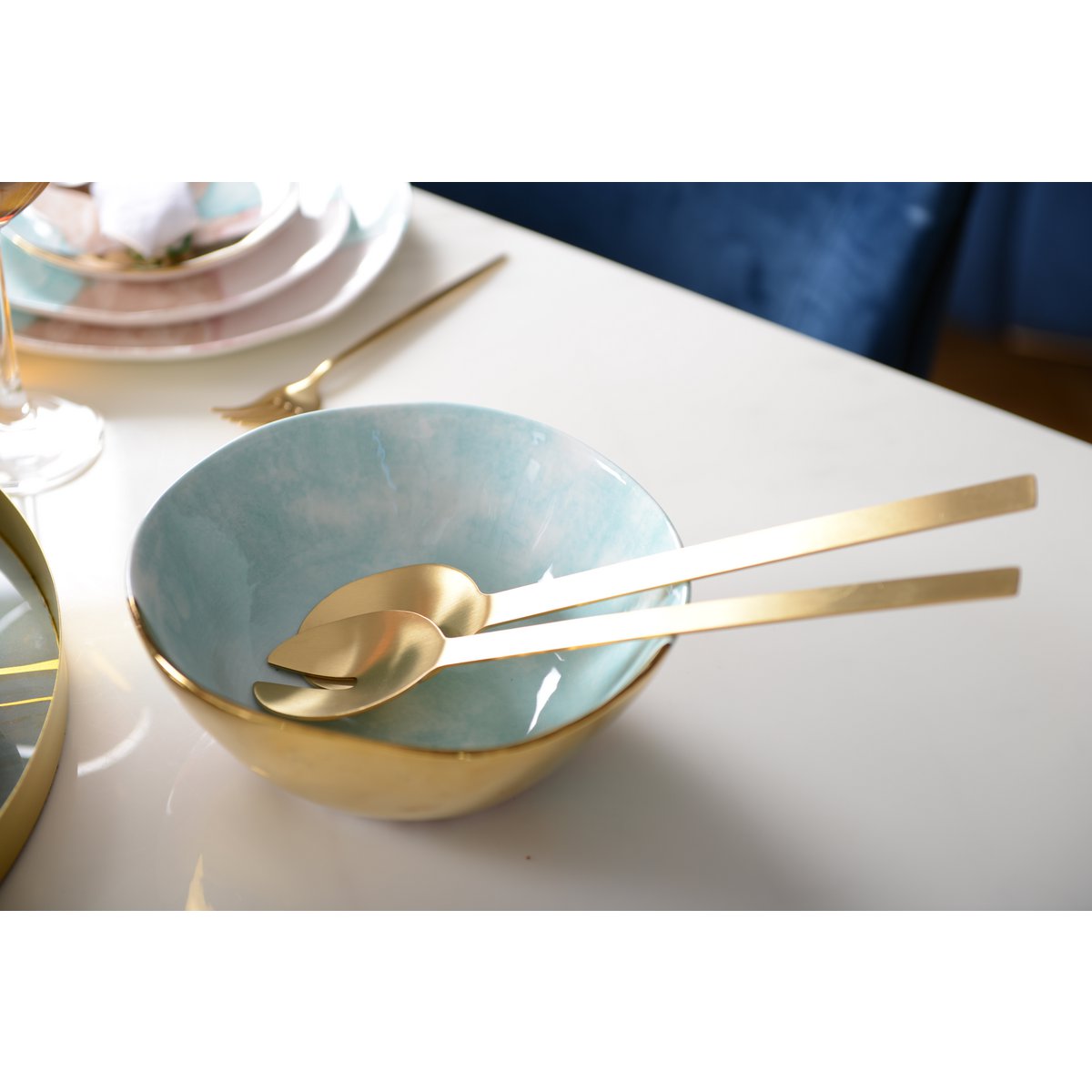 Gouden salade bestek - Afbeelding 2