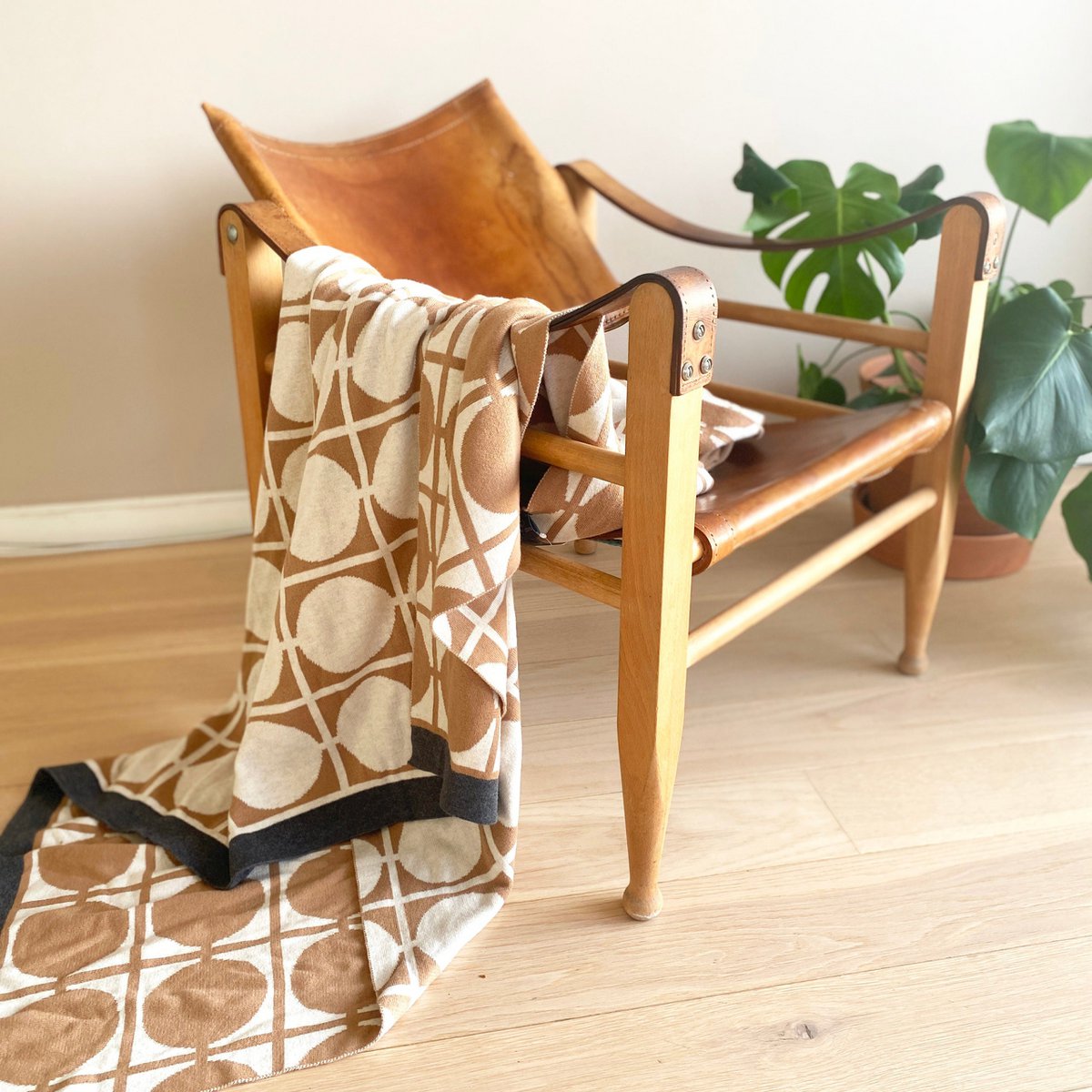 Don -deken bruin, zacht jacquard gebreide katoen - Afbeelding 3